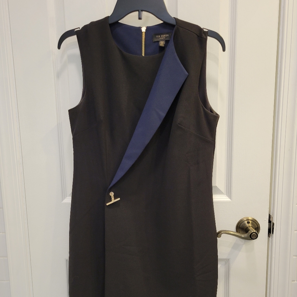 Ted Baker wrap style black blue dress